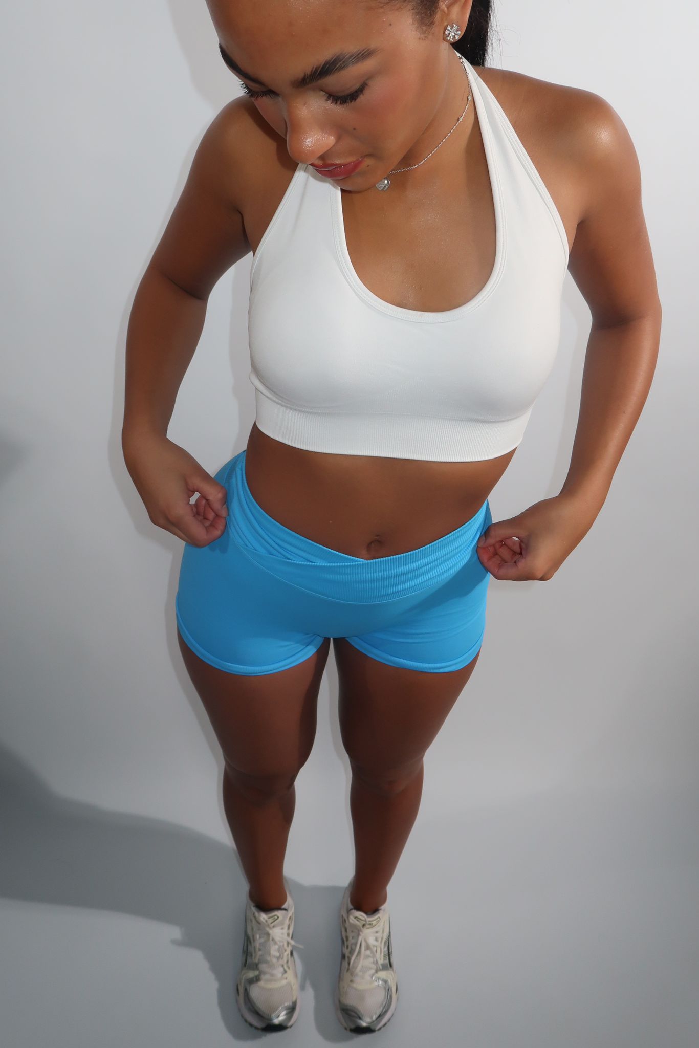 White Halter Neck Sports Bra